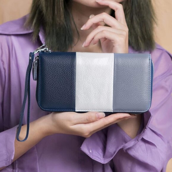 Womens Wallet RFID Blocking Genuine Leather Multi Credit Card Large Capacity Zip - Picture 5 of 6